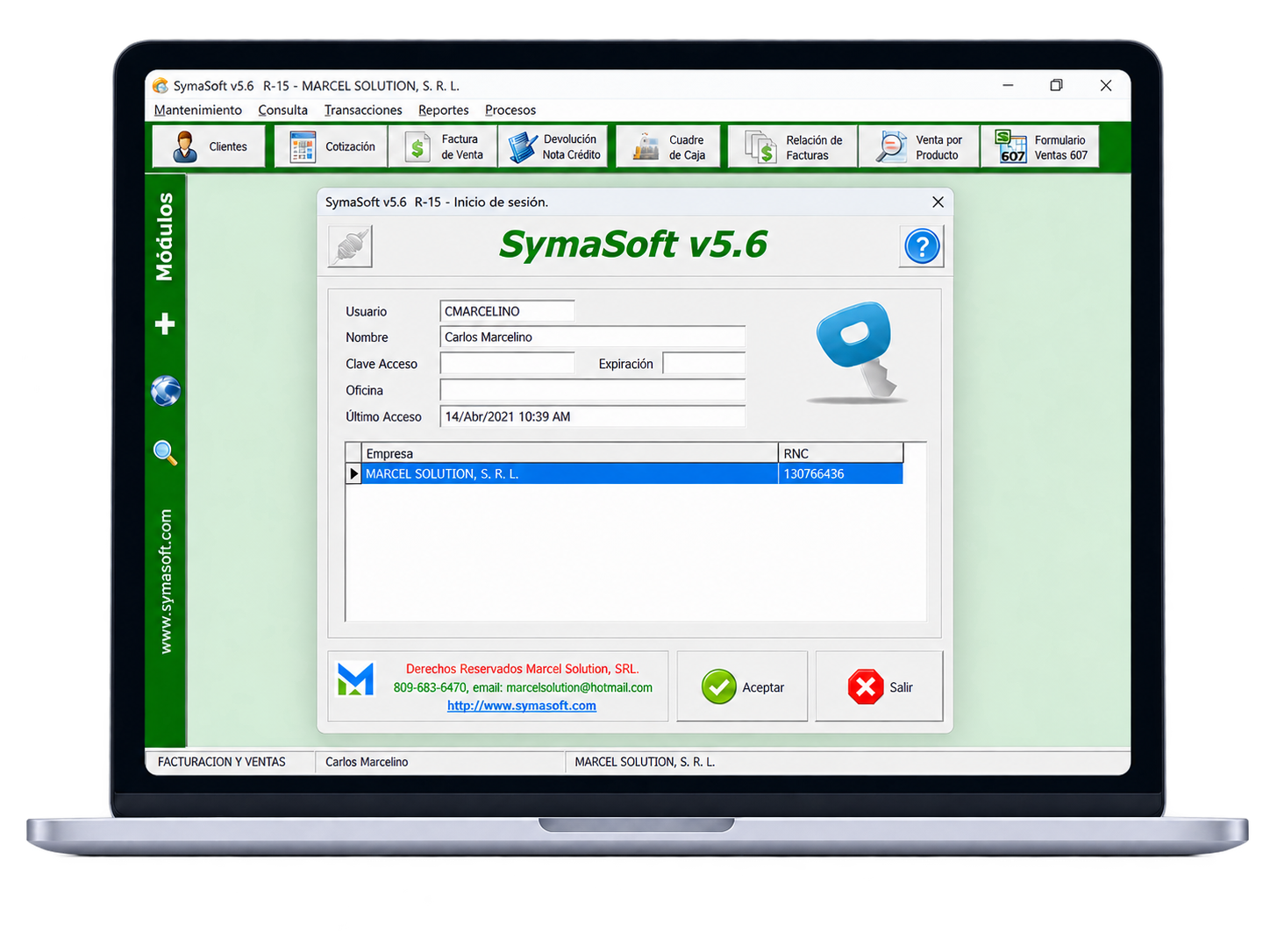 SymaSoft - inicio de sesión