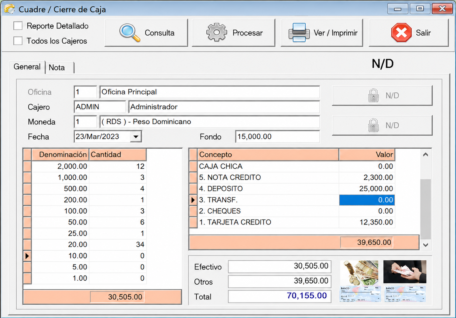 SymaSoft - Cuadre / Cierre de Caja